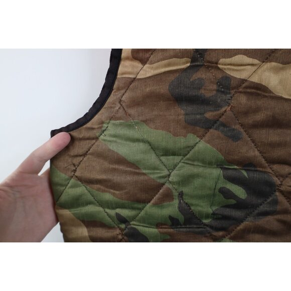 Vtg 70s Streetwear Mens Large Distressed Reversible Camouflage Vest Jacket USA - Picture 8 of 16